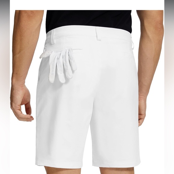 Men's White Flat Front Shorts - Picture 2 of 5